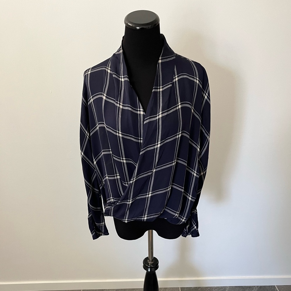Babaton Navy Checkered Women's Blouse